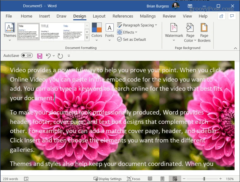 Tilføj baggrundsfarve til Word-dokumenter