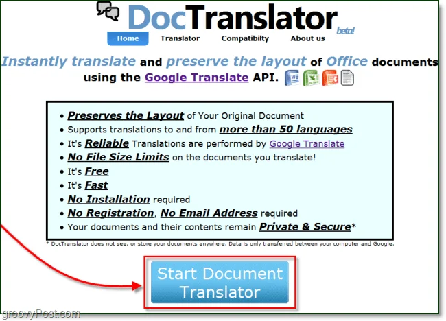 Az ingyenes DocTranslator lefordítja a dokumentumokat a formázás elvesztése nélkül