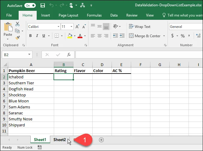 Sådan opretter du drop-down lister ved hjælp af datavalidering i Microsoft Excel