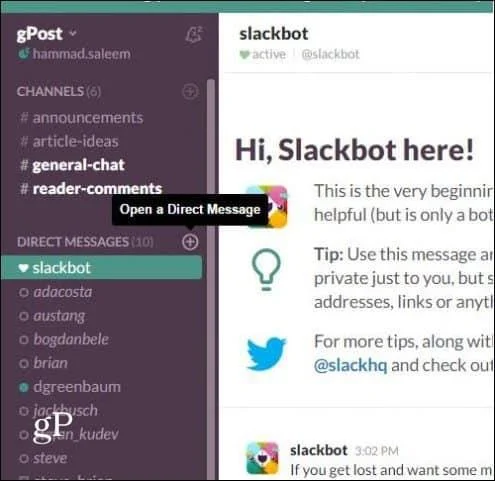 Slack Tip: Opret en gruppechat på farten