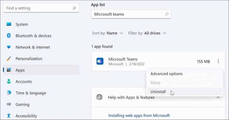 Microsoft Teams újratelepítése