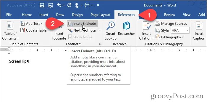 Sådan arbejder du med skærmtip i Microsoft Word