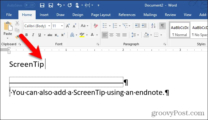 Sådan arbejder du med skærmtip i Microsoft Word