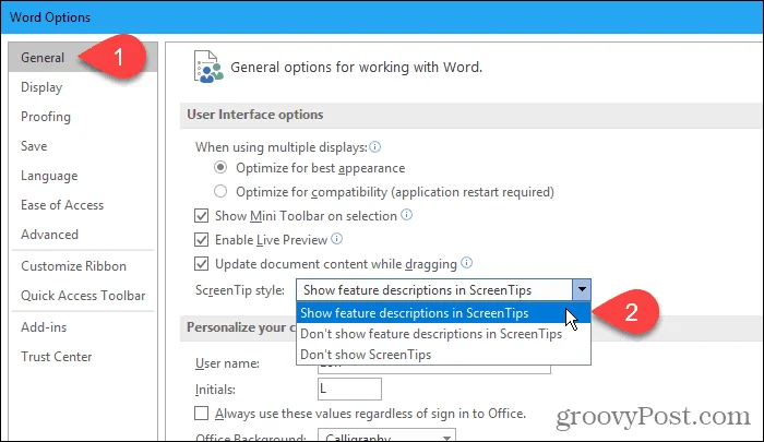 Sådan arbejder du med skærmtip i Microsoft Word