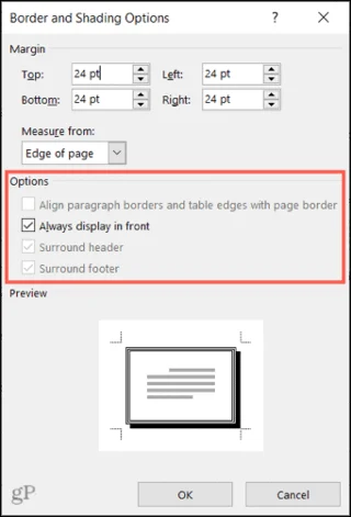 Sådan tilføjes kant til en side i Microsoft Word