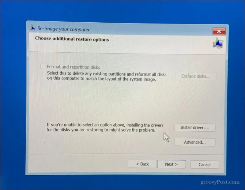 Slik gjenoppretter du Windows 11 ved hjelp av en sikkerhetskopi av systembilde