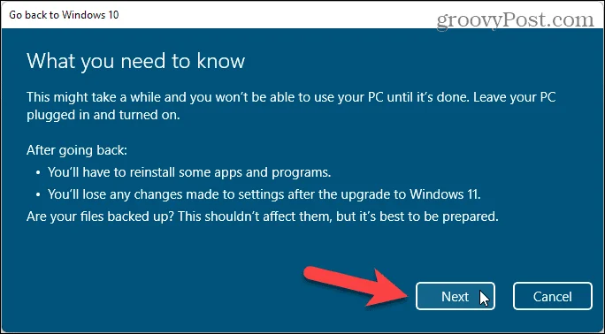 Sådan ruller du tilbage til Windows 10 efter installation af Windows 11