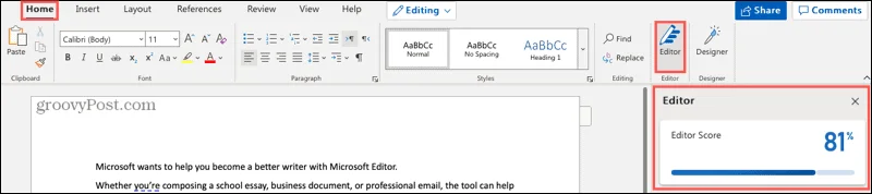 Hur man skriver bättre med Microsoft Editor i Word