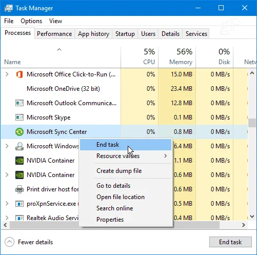 Hur man stoppar Sync Center (Mobsync.exe) från att köras i Windows