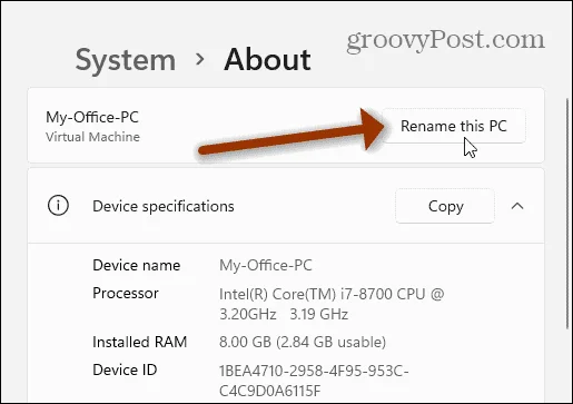 Sådan ændres navnet på en Windows 11-pc