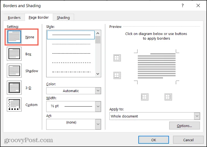 Sådan tilføjes kant til en side i Microsoft Word