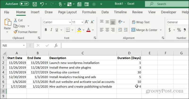 Sådan opretter du et Gantt-diagram i Excel