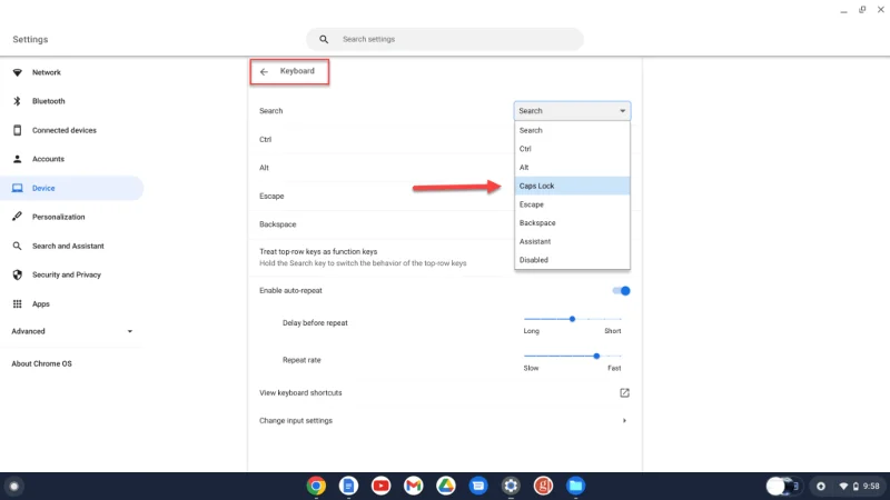 Sådan slår du Caps Lock til eller fra på Chromebook