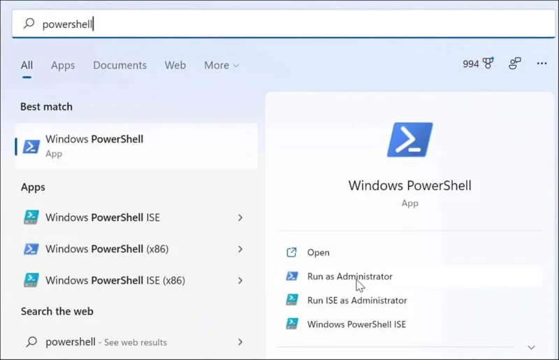PowerShell megnyitása