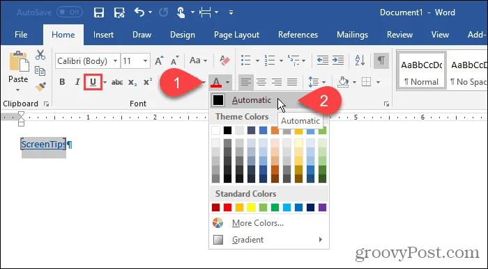 Sådan arbejder du med skærmtip i Microsoft Word