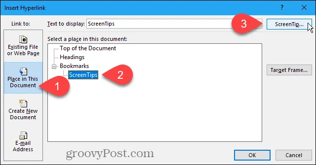 Sådan arbejder du med skærmtip i Microsoft Word