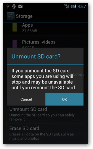 Sådan afmonteres et Android SD-kort, før du fjerner det