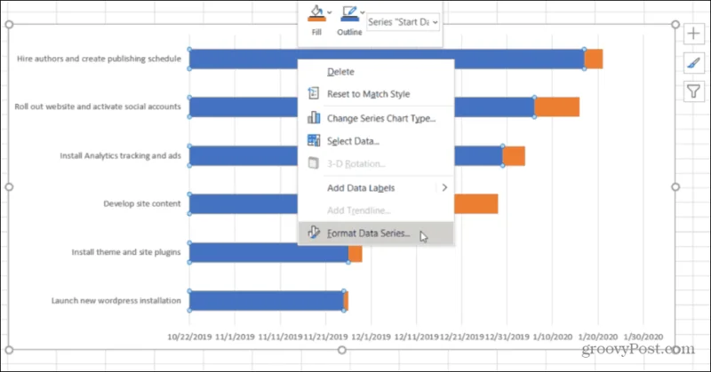 Sådan opretter du et Gantt-diagram i Excel