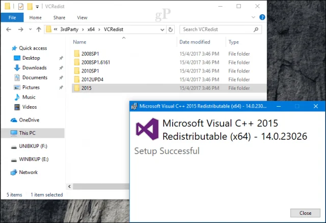 Visual C++ újraterjeszthető telepítése