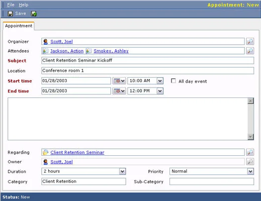 Administrere kalenderen i Microsoft CRM