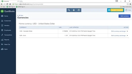 Delo z več valutami v QuickBooks Online