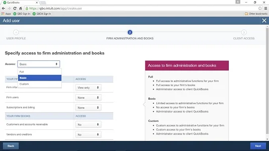 Új felhasználó beállítása a QuickBooks Online Accountant alkalmazásban