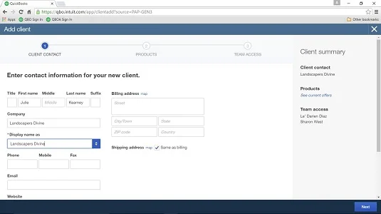 Hogyan hozzunk létre QuickBooks online céget egy ügyfél számára