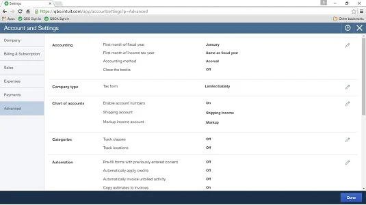 Hogyan tekintheti át a vállalati beállításokat a QuickBooks Online-ban