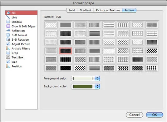Polnjenje oblike z grafiko v Office 2011 za Mac