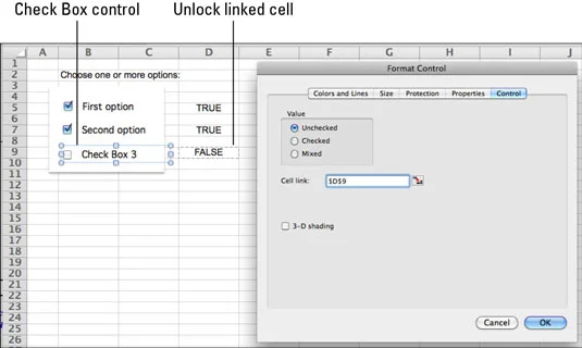 Postavite potrditvena polja za obrazce Excel v Office 2011 za Mac