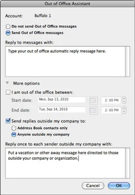 Navigācija cilnē Outlook rīki programmā Office 2011 darbam ar Mac