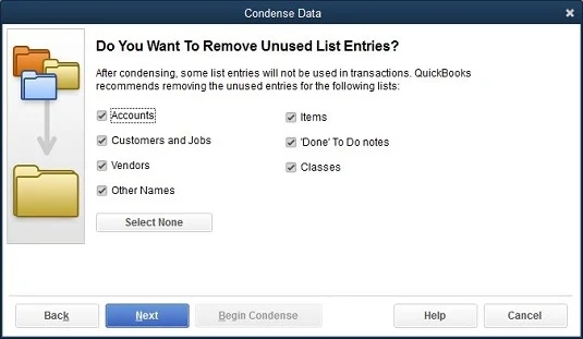 Основи за почистване на вашия фирмен файл QuickBooks