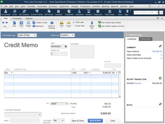 Hogyan készítsünk hiteljegyet a QuickBooks 2021-ben