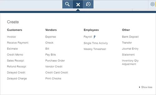 4 praktikus eszközgomb a QuickBooks Online-ban
