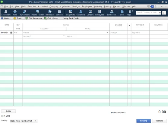 Hitelkártya-tranzakciók a QuickBooks 2021-ben