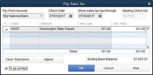 Forgalmi adó fizetése a QuickBooks 2017-ben