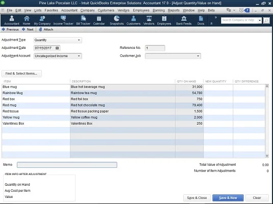 Hogyan készítsünk fizikai leltár munkalapot a QuickBooks 2017-ben