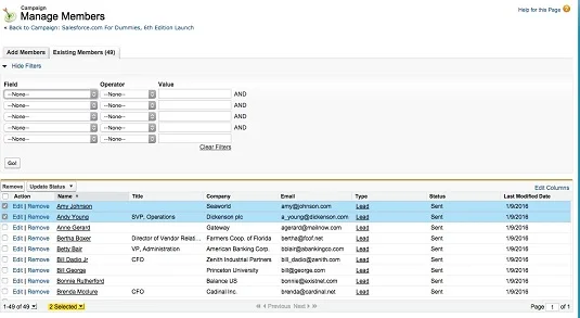 Masseoppdatering av kampanjestatuser i Salesforce