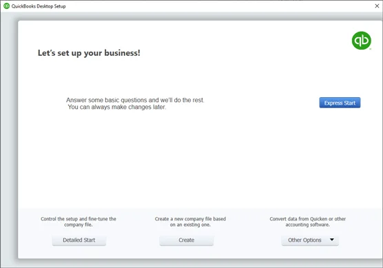 A QuickBooks telepítővarázsló futtatása