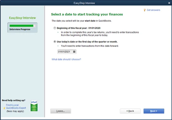 A QuickBooks telepítővarázsló futtatása