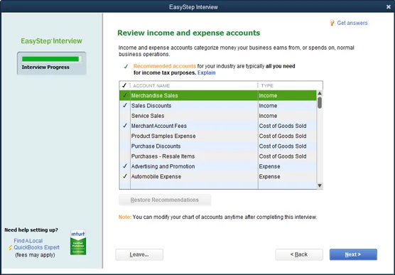 A QuickBooks telepítővarázsló futtatása