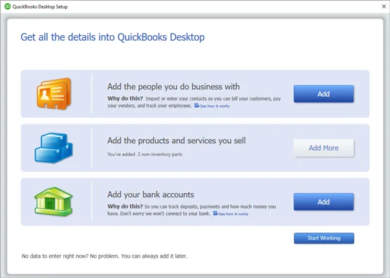 A QuickBooks telepítővarázsló futtatása