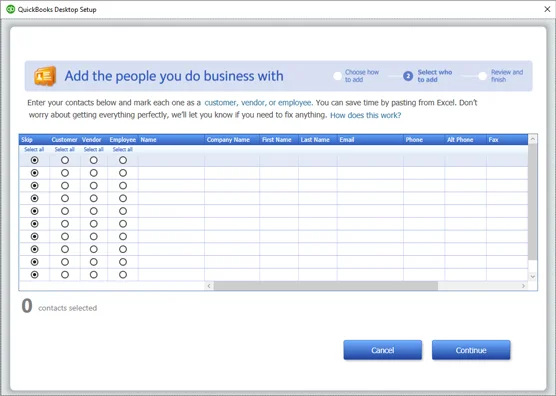 A QuickBooks telepítővarázsló futtatása