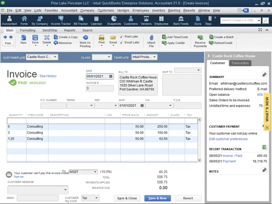 Időszámlázás a QuickBooks 2021-ben