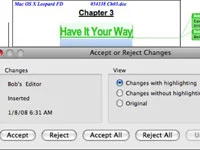 Kā izmantot pārskatīšanas atzīmes programmā Word 2008 darbam ar Mac
