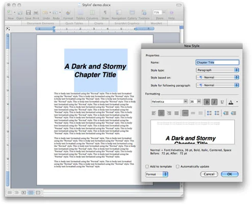 Kā definēt formatēšanas stilus programmā Word 2008 darbam ar Mac