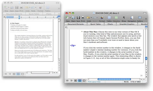 Új ablak létrehozása a Word 2008 for Mac alkalmazásban