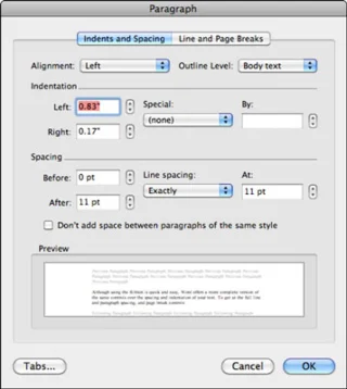 Kā formatēt veselas rindkopas programmā Word 2011 darbam ar Mac