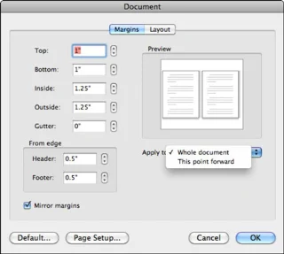 Kā iestatīt piemales programmā Word 2011 darbam ar Mac