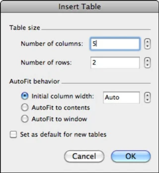 Kā izveidot tabulu programmā Word 2011 darbam ar Mac